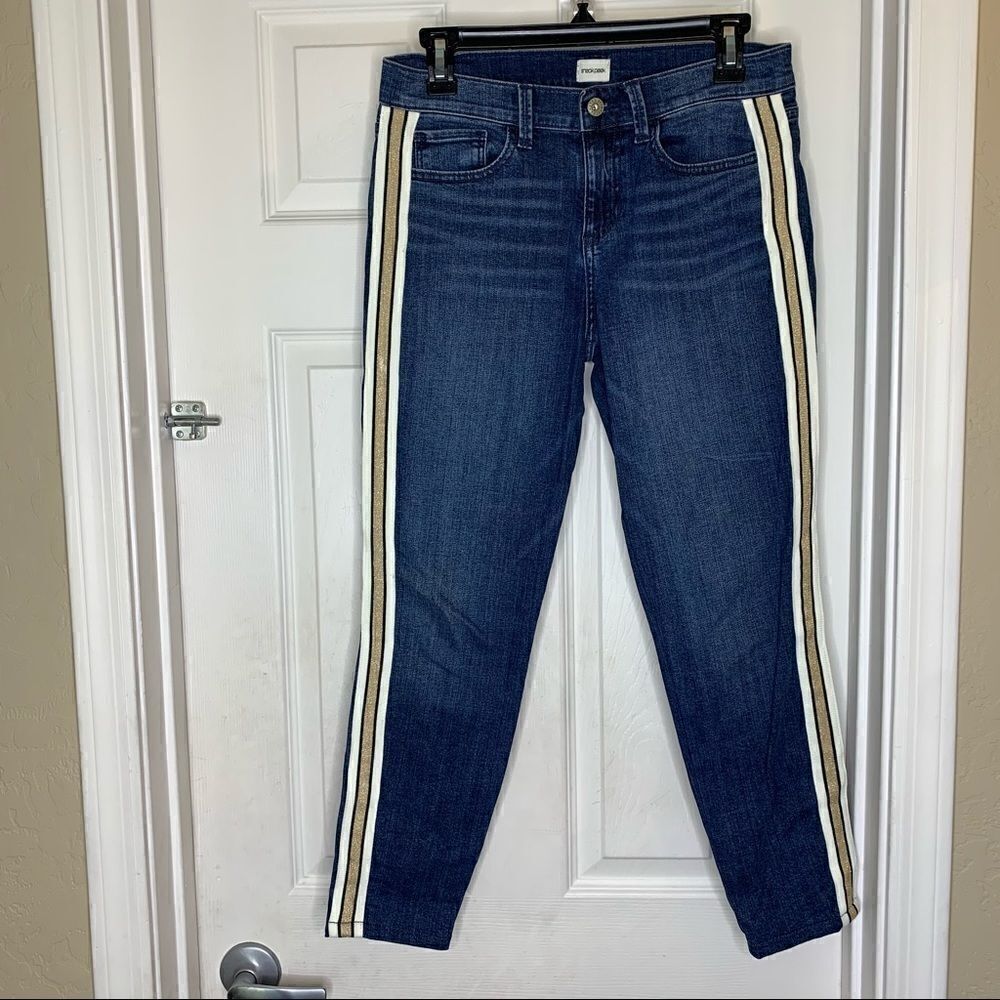 Sneak Peek Mid-Rise Side Stripe Crop Skinny Jeans